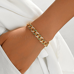 Pulseras unisex de latón con micro pavé de circonitas cúbicas transparentes y verdes&nbsp;HS6983