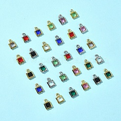 30 Stück 15 Farben quadratische Gestellbeschichtung Messing Glas Charms&nbsp;KK-FS0001-40