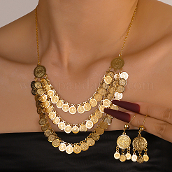 Elegante Vintage-Sets aus Messing mit Münzohrringen und Halsketten für Damen&nbsp;MC8137