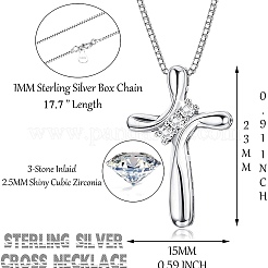 925 Halskette mit Kreuzanhänger aus Sterlingsilber mit klarem Zirkonia für Damen&nbsp;FS-WG649E1-01