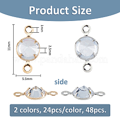 48 Stück 2 Farben Messing klare Zirkonia Verbinder Charms&nbsp;KK-FH0007-94