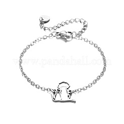 Braccialetti a maglie con sagoma di due cani in acciaio inossidabile 304&nbsp;WG5D848-01