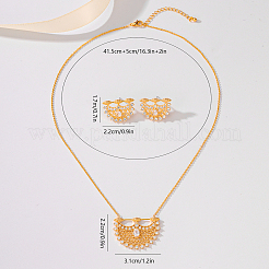 Halsketten-Sets mit Mondanhänger und Ohrsteckern aus Messing mit Mikropavé und klarem Zirkonia für Damen&nbsp;ON6272