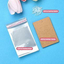 30 pièces papier rectangle une paire de cartes d'affichage de boucle d'oreille avec trou de suspension&nbsp;DIY-YW0008-55B