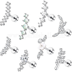 8 Stück 8 Stile Messing Micro Pave klare Zirkonia und Acryl Knorpel Ohrringe&nbsp;WG69006-02