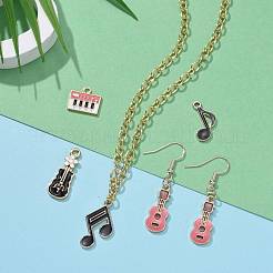 30pcs 5 pendentifs en émail en alliage de thème de musique plaqué or léger&nbsp;ENAM-ZZ0001-08LG