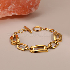 Bracciali da donna con catena a maglie rettangolari in acciaio inossidabile 304 e chiusura a moschettone.&nbsp;WG05454-01