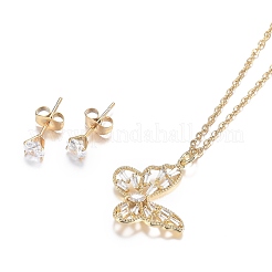Set di gioielli in strass in acciaio inossidabile 304&nbsp;SJEW-H301-05G