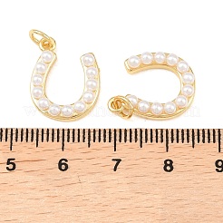 Colgantes de latón con perlas de imitación ABS&nbsp;KK-C162-066G