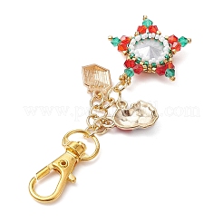 Weihnachtsstern Glassamen & Legierung Emaille Anhänger Dekoration&nbsp;HJEW-MZ00079