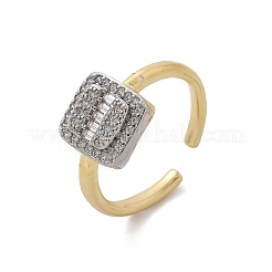 Anelli per polsini da donna in ottone con micro pavé di zirconi trasparenti&nbsp;RJEW-U041-09G