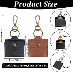 2 pochette de rangement pour bagues en cuir PU bicolore avec pendentif décoratif&nbsp;KEYC-CL0001-58B