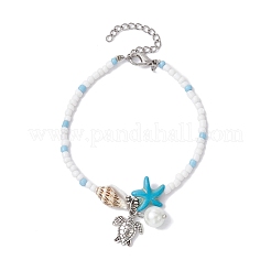 Armband mit Schildkrötenanhänger aus Zinklegierung im tibetischen Stil&nbsp;BJEW-JB09748