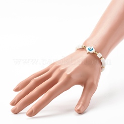 Bracciali elasticizzati fatti a mano con perle di argilla polimerica&nbsp;BJEW-JB06495