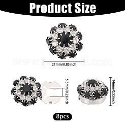 8 pieza de gemelos de latón con rhinestone&nbsp;BUTT-GL0001-07B
