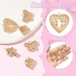 8 pendentif en laiton creux de 4 styles.&nbsp;KK-YW0004-77