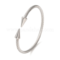 Bracelets joncs ouverts à double cône en acier inoxydable 304 pour femmes&nbsp;SA-CBA2192-03P
