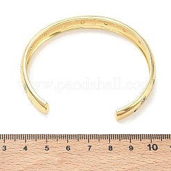 Bracelets de manchette en laiton avec micro pavé de zircone cubique pour femmes&nbsp;BJEW-A172-03G