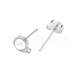 Shegrace Messing ABS Imitationsperlen Halbrund-Ohrstecker-Rohlinge&nbsp;XGR0101P-118P