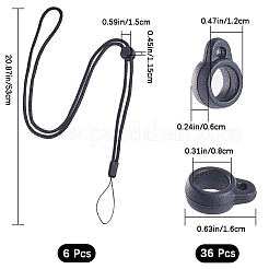 36 Silikonring mit 6 Polyester-Halsband-Lanyard zum Schutz vor Verlust des Anhängers.&nbsp;DIY-GF0008-08B
