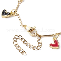 Bracciale con catene a maglie a forma di cuore in smalto colorato in ottone&nbsp;BJEW-TA00463