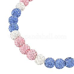 1 collier extensible en perles rondes et strass en argile polymère&nbsp;NJEW-SP0001-14I