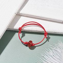 Bracciale in cordone di corniola naturale con perline&nbsp;BJEW-JB07686-02