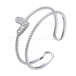 Bague ouverte en acier inoxydable 304 anti-ternissement en forme de cœur&nbsp;X-RJEW-T023-73P