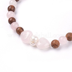 Braccialetti di stirata di quarzo rosa naturale&nbsp;BJEW-JB03747-04
