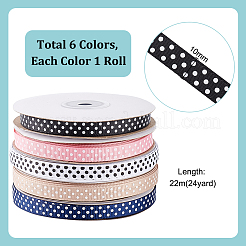 6 Rolle 6 Farben Polyester-Ripsband mit Punktemuster&nbsp;OCOR-PH0004-28