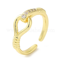 Offener Manschettenring aus Messing mit Mikropavé und Zirkonia für Damen&nbsp;RJEW-F154-02G-A
