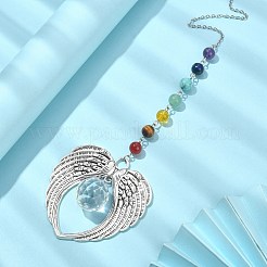 Decoraciones colgantes grandes con forma de lágrima de vidrio y ala de aleación de estilo tibetano&nbsp;HJEW-TA00065