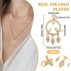 Placage de crémaillère en laiton micro pavé pendentifs en zircone cubique claire&nbsp;ZIRC-BBC0001-23