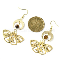 Ohrhänger aus Messing mit Mond und Schmetterling&nbsp;EJEW-TA00374