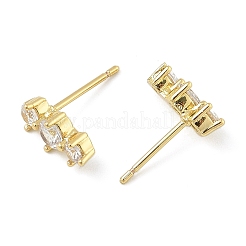 Messing Micro Pave klare Zirkonia Ohrstecker&nbsp;LS-EJEW-R016-26G-14