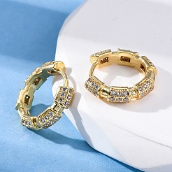 Messing Micro Pave klare Zirkonia Creolen&nbsp;EJEW-R025-17G