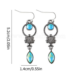 Pendientes colgantes de aleación de turquesa sintética&nbsp;FS-WGD578F-01
