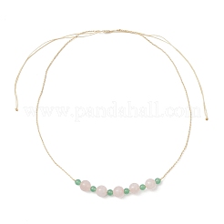 Runde natürliche malaysia jade & rose quarz perlen halskette & armband & baumeln ohrring sets&nbsp;SJEW-JS01333