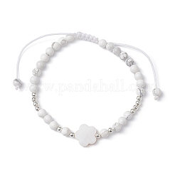 Braccialetto con perline intrecciate con conchiglia naturale e howlite&nbsp;BJEW-JB09779
