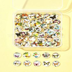 60 Stück halbrund mit Schmetterlings-Glascabochons&nbsp;GGLA-FS0001-16B