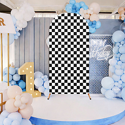 Funda para arco de boda de poliéster con estampado tartán&nbsp;DIY-WH0750-335A