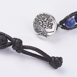 Wickelarmband aus natürlichem Sodalith und Lavastein&nbsp;BJEW-JB03612-01
