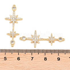 Breloques de connecteur en laiton micro pavé de zircone cubique transparente&nbsp;KK-H538-13G
