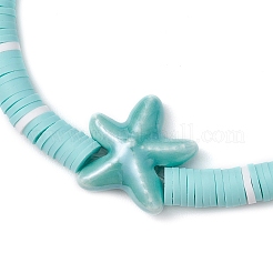 Pulseras elásticas de cuentas heishi de arcilla polimérica redondas y planas hechas a mano&nbsp;BJEW-JB11715-02