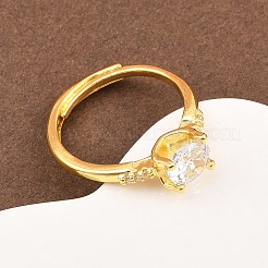 Fingerringe aus Messing mit Mikropavé-Kubikzirkonia für Damen&nbsp;RJEW-Z113-35G