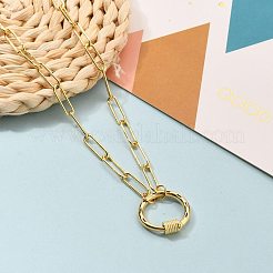 Collane con pendente e moschettone a vite in ottone con micro pavé di zirconi&nbsp;NJEW-JN03115