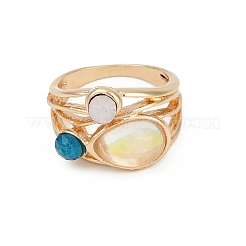 Legierung Multi-Mondstein Fingerringe für Damen&nbsp;FS-WG1D73B-02