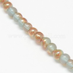 Galvanisieren Nachahmung Jade Glas runde Perlen Stränge&nbsp;EGLA-F037-4mm-M
