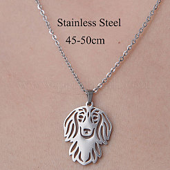 Collana con ciondolo a forma di cane cavo in acciaio inossidabile 201 anti-ossidazione&nbsp;NJEW-OY001-32