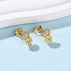 Messing Micro Pave klare Zirkonia Ohrringe&nbsp;EJEW-D328-03G-05